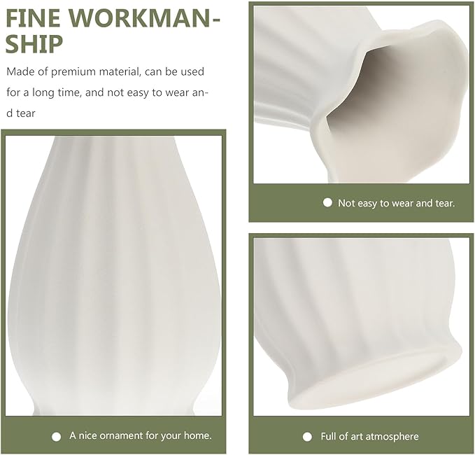 Ceramic Flower Vase White Matte Finish Modern Minimalist Decorative Container for Indoor Fresh Silk Flowers Home Office Tabletop Centerpiece