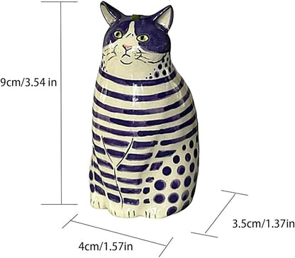 Adorable Polka Dot Cat Flower Vase Bud - A Unique Handmade Piece Perfect for Cat Lovers - Functional and Whimsical Decor for Home and Office