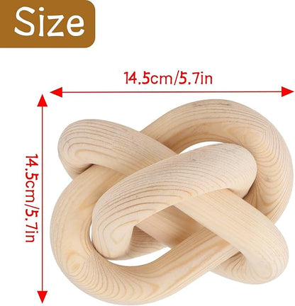Wood Knot Decor for Coffee Table, 3 Link Wood Knot Decor Decorative Wooden Chain Link for Modern Farmhouse Home Living Room Bedroom Shelf Decoration
