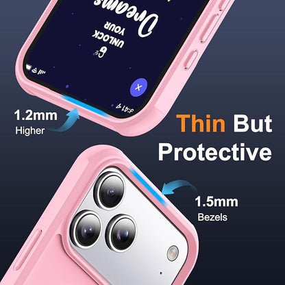 Compatible with iPhone 17 Pro Case with Invisible Magnetic O-Ring Stand Military-Grade Translucent Phone Case for iPhone 17 Pro 6.3" [Compatible with Mag-Safe][Great Grip Feeling], Pink