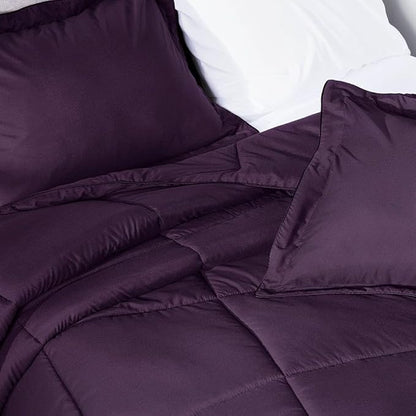 PeachSkinSheets Night Sweats: The Original 1500TC Soft Super Queen Oversized Comforter Set Eggplant