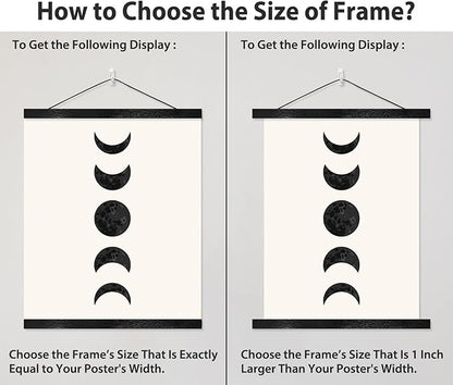 HONKKI Magnetic Poster Hanger Frame for 32x24 32x48 32x40 Movie Music Posters Wall Art,Black Wood Picture Frames for Canvas Diamond Map Decor, Living Room Calendar Banner Tapestry Photo Hanging Stand