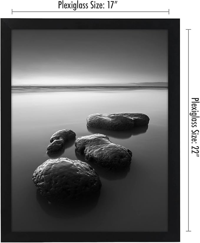 Americanflat 17x22 Picture Frame with Polished Plexiglass - Black Picture Frame - Wide Photo Frames Made of Engineered Wood for Vertical or Horizontal Wall Display - Epic Collection - Black