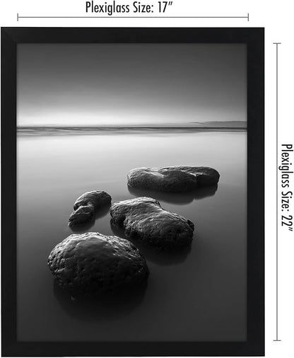 Americanflat 17x22 Picture Frame with Polished Plexiglass - Black Picture Frame - Wide Photo Frames Made of Engineered Wood for Vertical or Horizontal Wall Display - Epic Collection - Black