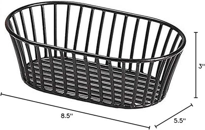 G.E.T. 4-31892 Black 8.5" x 5.5" Stackable Tuscan-Style Oblong Wire Basket Iron Powder Coated Wire Baskets Collection