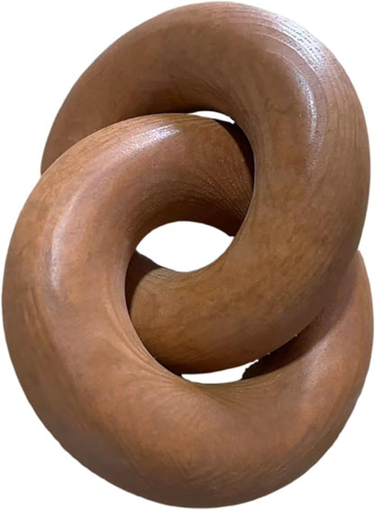 Wood Knot Décor-2 Link Wooden Chain Link Home Decor,Coffee Table Decor Book Shelf Decor Accents Art Decor Living Room Decor Items (Coffee)