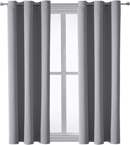 ChrisDowa Grommet Blackout Curtains for Bedroom and Living Room - 2 Panels Set Thermal Insulated Room Darkening Curtains (Light Grey, 42W x 63L)