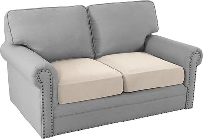 H.VERSAILTEX Fleece Couch Cushion Covers Stretch Loveseat Covers Comfortable and Durable Fabric (2 Piece Loveseat Cushion Cover, Ivory)