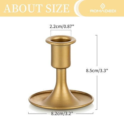 Candlestick Holders Taper Candle Holders, Romadedi Gold Candle Stick Candle Holder for Table Centerpiece, Wedding Reception, Festive Christmas Mantel Decoration or Home Decor, Set of 24