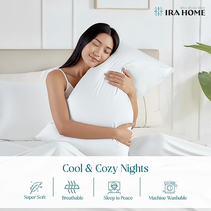 100% Egyptian Cotton Cushion Covers 28x28 Inch, 800 Thread Count – Decorative Pillow Covers for Sofa, Bed & Office - Soft, Durable, Breathable Luxury Throw Pillowcases – Pack of 2, White