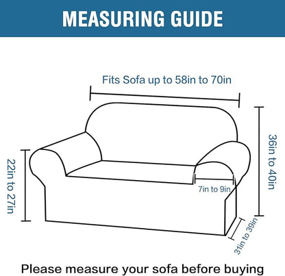H.VERSAILTEX Stretch Sofa Covers Couch Covers for 2 Cushion Couch Sofa Pet Friendly with Elastic Bottom, Textured Checked Jacquard Fabric(Loveseat 58"-70" Wide, Dusty Blue)
