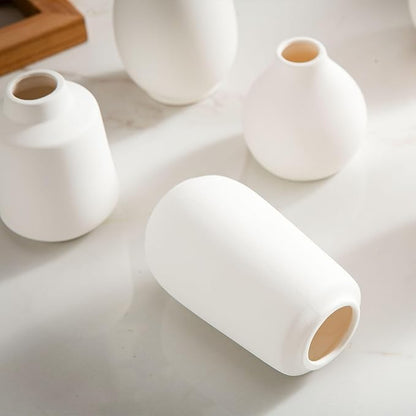 White Bud Vases, Ceramic Small Vase Set of 12, Mini Vases for Fresh and Dried Flowers, Modern Home Decor, Pottery Table Centerpiece