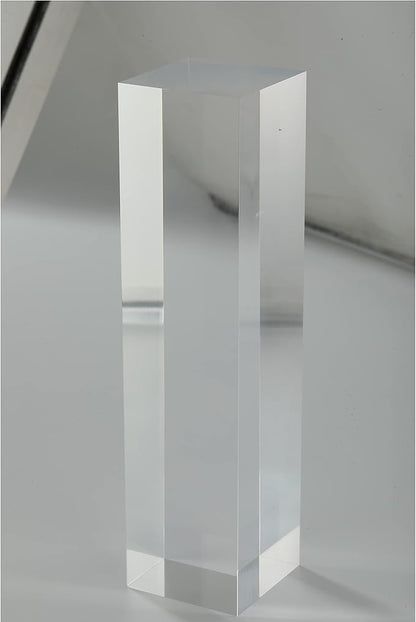 CiaoHER 2in Thickness Solid Acrylic Cube Display Block Clear Polished Pedestal Stand Riser Solid Base 2" x 2" x 8", 1 Pack