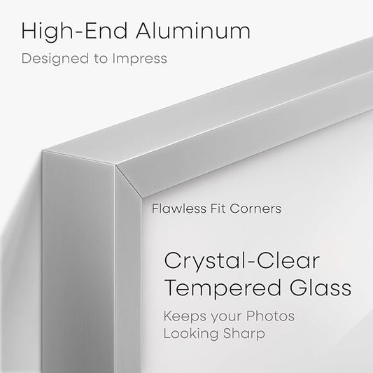Homeforia 8.5 x 14 Marriage License Silver Frame, High End Metal 8.5x14 Marriage Certificate Frames, 14x8.5 Picture Frame for Wall & Tabletop, 8.5 by 14 Photo Frame, Tempered Glass, Wall Kit, Set of 1
