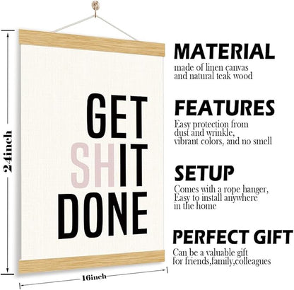 YGSDZY Motivational Canvas Poster, Get Shit Done Poster, Decorative Wall Art Posters, Home Office Decor, Bathroom Wall Hanging Decors, Funny Inspirational Decor Art, 11.8 * 15.7