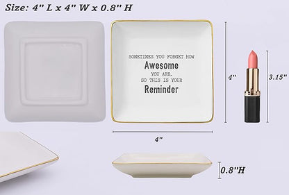 Inspirational Quotes Gifts-Affirmations Gift-Reminder Gift-Positive Motivational Gift,Encouragement Gift,Sometimes You Forget How Awesome You Are-Christmas Gift-Jewelry Tray Trinket Holder Ring Dish