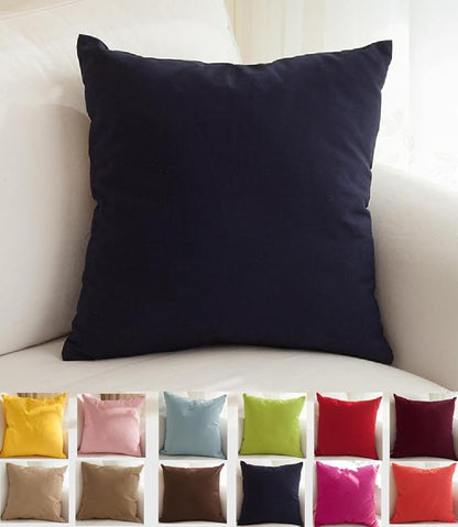 TangDepot Handmade Decorative Solid 100% Cotton Canvas Throw Pillow Covers/Pillow Shams, (20"x20", Dark Navy)