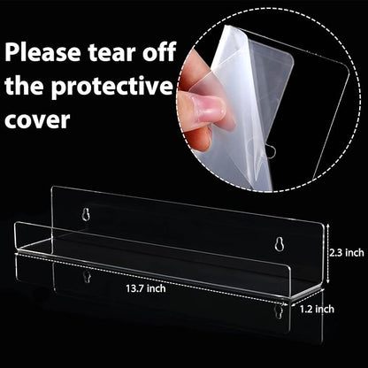 Blulu 6 Packs 14 Inch Acrylic Floating Bookshelf, Wall Mounted Shelf, Ledge Book Shelf for Living Room, Office, Bedroom, Bathroom, Kitchen