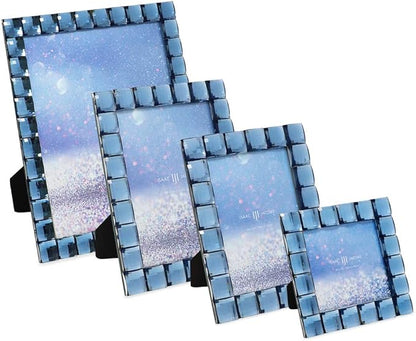 Isaac Jacobs Decorative Sparkling Navy Jewel Picture Frame, Photo Display & Home Décor (4x6, Navy)