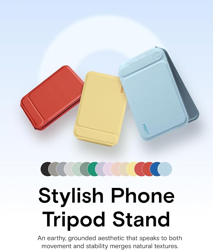 MOFT Phone Tripod Stand Selfie Stick for iPhone, Multi-Angles iPhone Stand, Lightweight & Portable Phone Holder, Strong Magnets, MOVAS Vegan Leather, Travel Essentials,Soothing Mist(Without Card Slot)