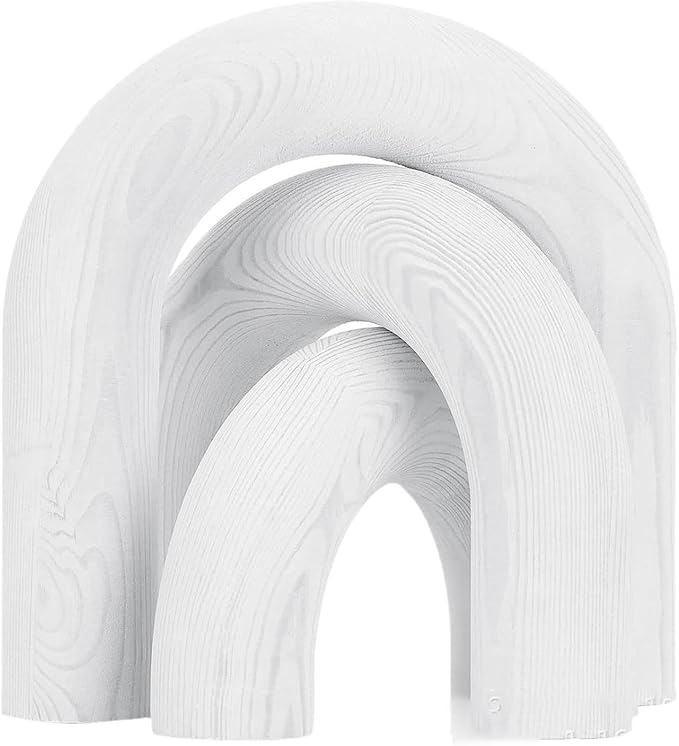 3Pcs Wood Arch Decor Accents - Home Book Table Decorative Rustic Arch Decor Modern Boho Minimalist Coffee Table Bookshelf Living Room Entryway Aesthetic Decorations Objects (White)