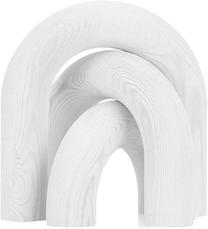3Pcs Wood Arch Decor Accents - Home Book Table Decorative Rustic Arch Decor Modern Boho Minimalist Coffee Table Bookshelf Living Room Entryway Aesthetic Decorations Objects (White)
