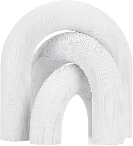3Pcs Wood Arch Decor Accents - Home Book Table Decorative Rustic Arch Decor Modern Boho Minimalist Coffee Table Bookshelf Living Room Entryway Aesthetic Decorations Objects (White)