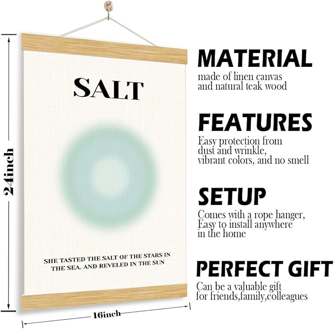 YGSDZY Salt Poster, Sun Salt Decor, Rustic Hanging Canvas Poster, Beach House Decor, Gallery Decors Art, Coastal Ocean Style Home Decoration, Living Room Hanging Decors 11.8 * 15.7