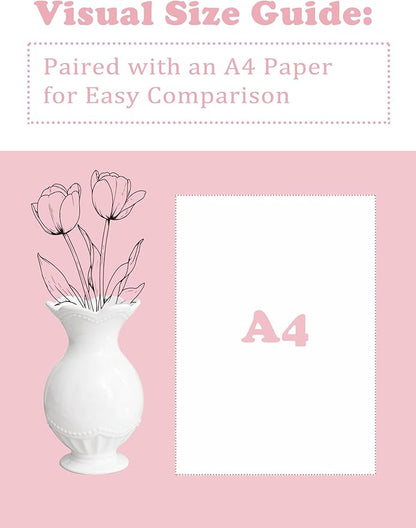 Cute White Ceramic Flower Vase, Cute White Vases for Flowers, Scalloped Girly Clean Girl Aesthetic Stockholm Style Cutecore Kawaii Room Bedroom Decor for Women Teen Girls