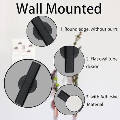 7" Wall-Mounted Flower Tube, Top/Bottom Open Vase, Wall Metal Flower Tube Decoration Holder for Flower Display, Home Office Living Room Bedroom Decoration with Adhesive Material, 2pcs(Black)