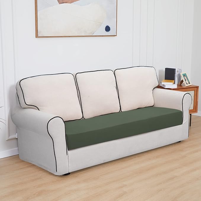 Easy-Going 100% Waterproof Sofa Seat Cushion Slipcovers Couch Cushion Cover Stretch Furniture Protector for Kids, Pets (Sofa Cushion, Grayish Green)