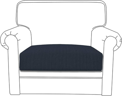 Easy-Going Stretch Chair Cushion Cover Sofa Cushion Furniture Protector Sofa Seat Sofa Slipcover Sofa Cover Soft Flexibility with Elastic Bottom(Chair Cushion, Dark Blue)