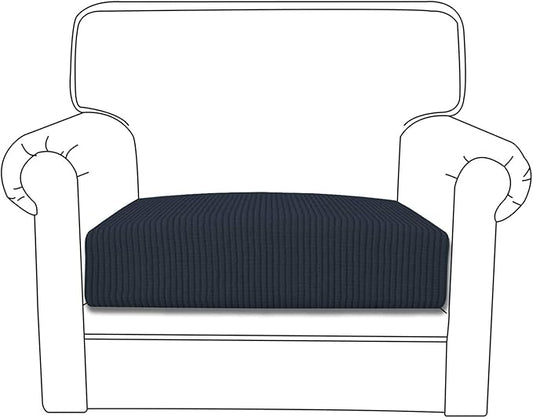 Easy-Going Stretch Chair Cushion Cover Sofa Cushion Furniture Protector Sofa Seat Sofa Slipcover Sofa Cover Soft Flexibility with Elastic Bottom(Chair Cushion, Dark Blue)