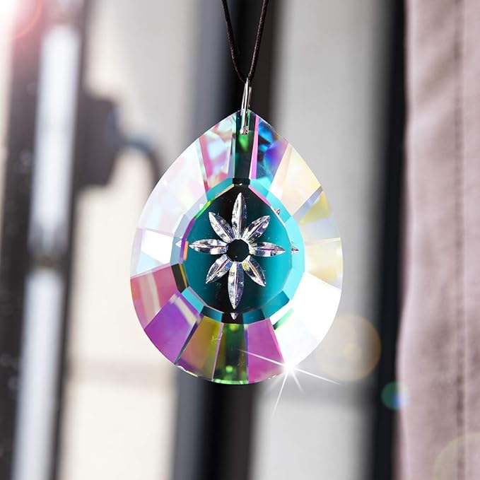 H&D HYALINE & DORA Crystal Rainbow Sun Catcher Hang for Window Glass Drop Pendant Lamp Chandelier Lamp Prisms, 76mm