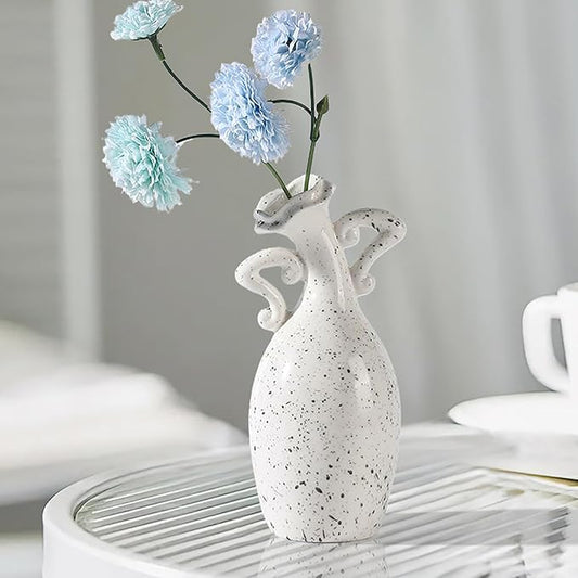 Vase with Attitude, Black Speckled Ceramic Flower Vase, 7inch Modern Decorative Vase Centerpiece for Living Room, Kitchen, Office Wedding Or Gifts