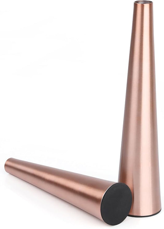 Vixdonos 10.5/8.5 inch Gold Metal Vase Small Dried Flower Vase Set of 2 Taper Vase for Wedding Table Centerpiece Decorations, Home Decor (Rose Gold)