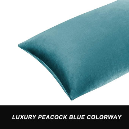 GIGIZAZA Decorative Small Lumbar Pillow Covers,Set of 2 Cushion Covers Velvet Teal Peacock Green Pillows,Sofa Throw 12 X 20 Pillow Covers