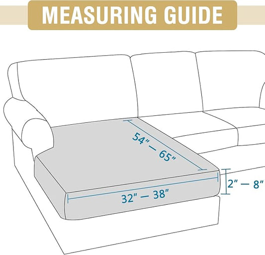 H.VERSAILTEX Suede Stretch Individual Chaise Cushion Cover Replacement Sectional Couch Covers L Shape Sofa Both Left/Right Soft Couch Seat Covers for Pets Washable(1 Piece Chaise Cover, Stone Blue)