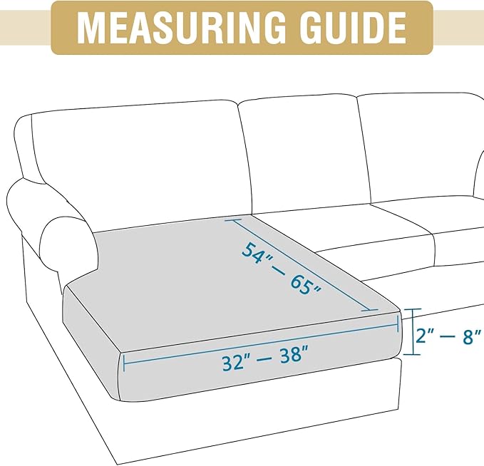 H.VERSAILTEX Suede Chaise Cover Stretch Sectional Couch Covers L Shape Sofa Both Left/Right Soft Couch Seat Covers for Pets Washable(1 Piece Chaise Cover, Natural)