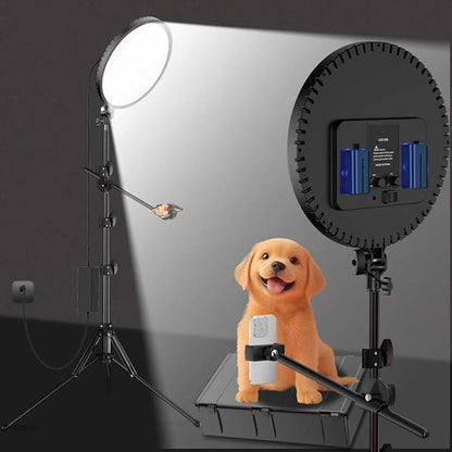 Ring Light 55W 6500K Full-Screen Selfie Light Ring with Tripod Stand, 360 Phone Holder,Remote Controller,Box,Professional Big Ring Light for Live Stream, YouTube, TikTok, Makeup, Video, (Black, 13)