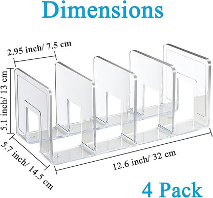 SAYEEC Acrylic File Holder, Clear File Sorter Desk File Organizer, Sturdy Desktop File Folder Organizer Rack for Envelopes Mail Letter Paper Notebook Electronics Office Supplies (4 Sections, 4 Pack)