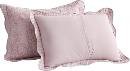 CHIXIN Microfiber Standard Pillow Shams Set of 2 - Quilted Decorative Pillow Covers - Light Grey - Size (20" x 26")