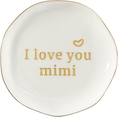 HOME SMILE Mimi Gifts for Grandma Mother's Day-I love You Mimi Ring Dish-Mimi Gifts for Grandma Nana Birthday Christmas Valentine's,Gifts for Mimi from Grandkids Grandchildren