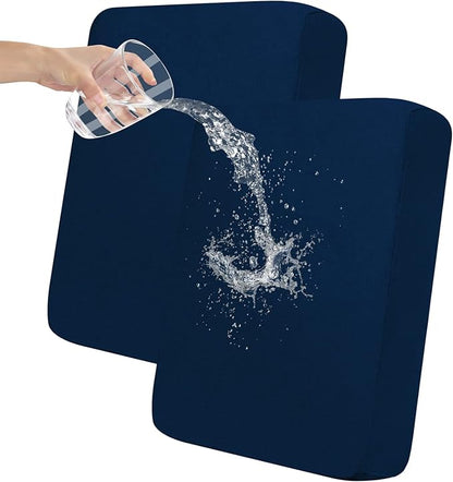 Easy-Going 100% Waterproof Chair Sofa Seat Cushion Slipcovers Couch Cushion Cover Stretch Furniture Protector for Kids, Pets (2-Piece Loveseat Cushion, Navy)
