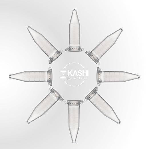 Kashi Scientific 5mL Clear Flip Cap Centrifuge Tube with Safety Lock Cap, Graduation and Marking Spot, Lab-Grade Polypropylene Plastic [5mL, 300]