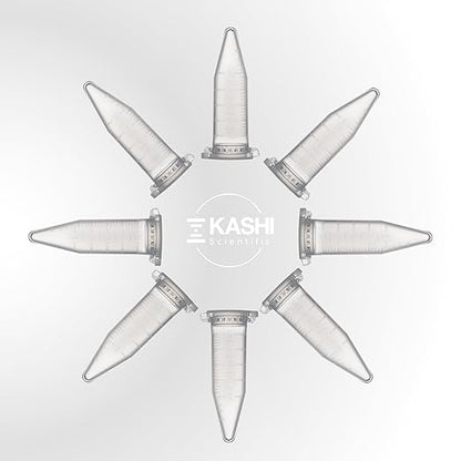 Kashi Scientific 5mL Clear Flip Cap Centrifuge Tube with Safety Lock Cap, Graduation and Marking Spot, Lab-Grade Polypropylene Plastic [5mL, 300]