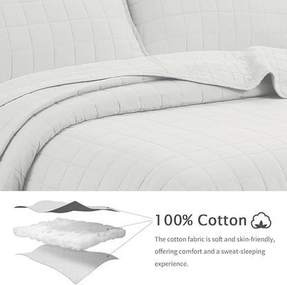 100% Cotton Quilt Sets King Size - Soft Lightweight Quilt Bedding Set for Bedroom Decor- Bedspread in Geometric Pattern with 2 Pillow Shams for All Season, 98x106 inches