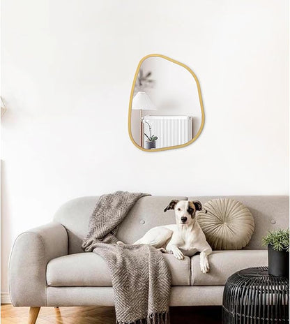 Irregular Asymmetrical Mirror Wall Mounted, Unique Vanity Mirror, Shaped Dressing Mirror Decorative for Living Room, Bathroom, Bedroom, Entryway Wall Decor Gold 16"x12"