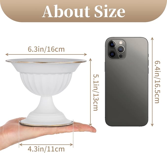 Sziqiqi White Flower Arrangements Pot Vase for Wedding Centerpieces Tables - 10 Pcs Small Metal Flower Planter Urn Vase Pot for Weddings Party Birthday Ceremony