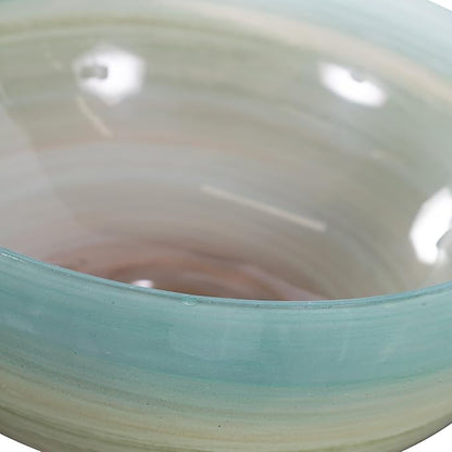 Howard Elliott Multicolor Capri Stripe Glass Bowl for Home & Table Centerpiece Decor, Modern Abstract Ombre Design Glass Bowl for Living Room, Bedroom & Hallway Centerpiece, 5.25 x 10 x 10 Inch